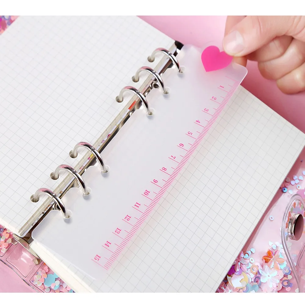 Plastics Loose Leaf Hand Ledger Ruler Wear Resistant Clear Scale Bookmark Ruler Soft Frosted Texture Measuring Ruler Student