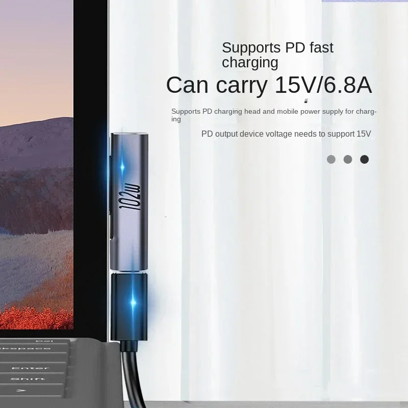 102W 6.8A PD Fast Charging Plug Converter for Microsoft Surface Pro X 8 7 6 5 4 3 Go Book USB C Charger Magnetic Power Adapter