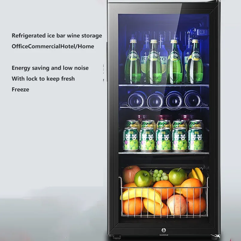 BC-90L خزانة مشروبات الجليد بار مكتب غرفة المعيشة المنزل فندق باب واحد ثلاجة صغيرة الشاي المشروبات الفريزر