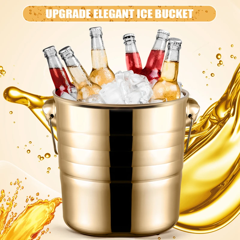 1PC 3L Stainless Steel Ice Bucket Thick Tiger Head Ice Bucket Party Ice Bucket (Gold)