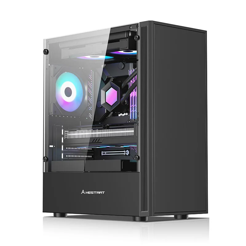Side transparent water-cooled chassis, gaming side transparent hard drive bay, sea view room desktop host, computer MATX