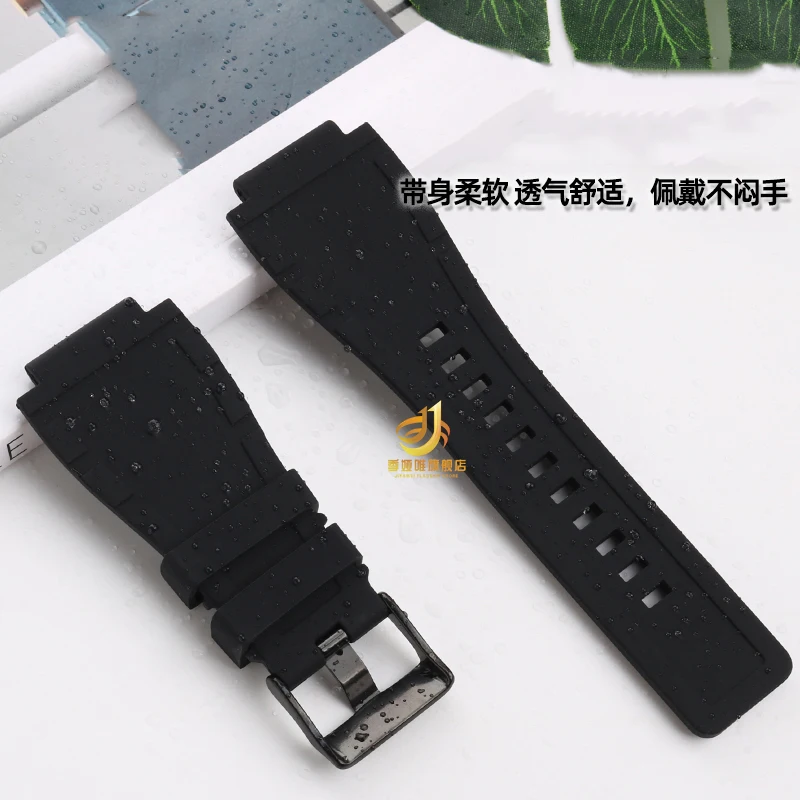 Silicone Watch Strap For Bell & Ross BR01 BR03 Raised 34 * 24mm Waterproof Sports BR-01 BR-03 Extended BR Rubber Watchband Men