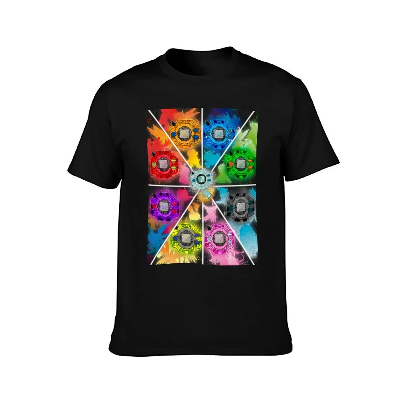 Team Digimon T-Shirt, Summer Casual Cotton Tee, Oversized Streetwear Tops, Vintage Graphic Print, Loose Fit Short Sleeve