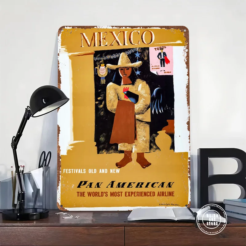 Mexico Travel Metal Poster Customized Wall Art Retro Vintage Metal Signs for Man Cave Office Decor Room Bar Accessories House