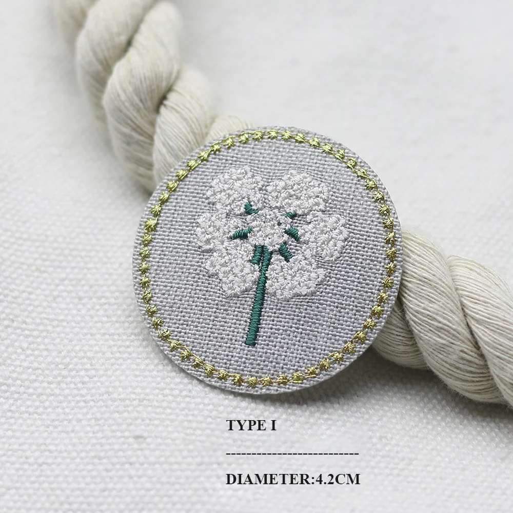 1 Piece Diameter 4.2CM Embroidery Flower Iron on Round Patch Cartoon Stickers for Clothes Bag DIY Decoration Applique