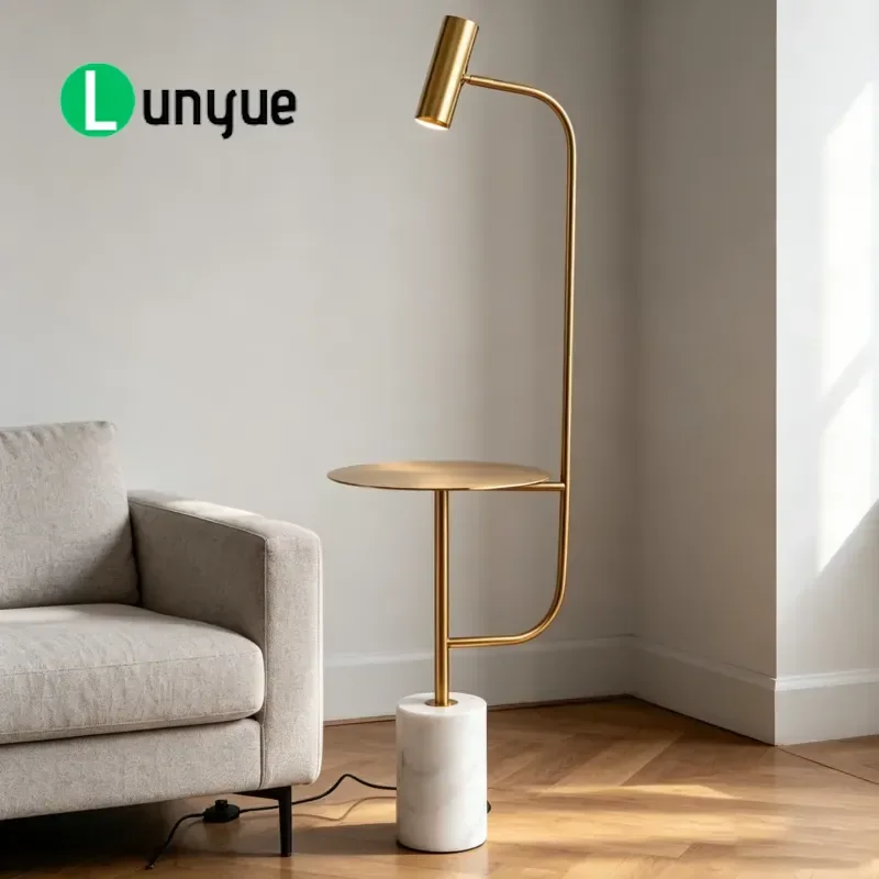 Nordic Marble Side Table Floor Lamp Post Modern Simple Living Room Coffee Table Bedroom Bedside Lamp Home Decor