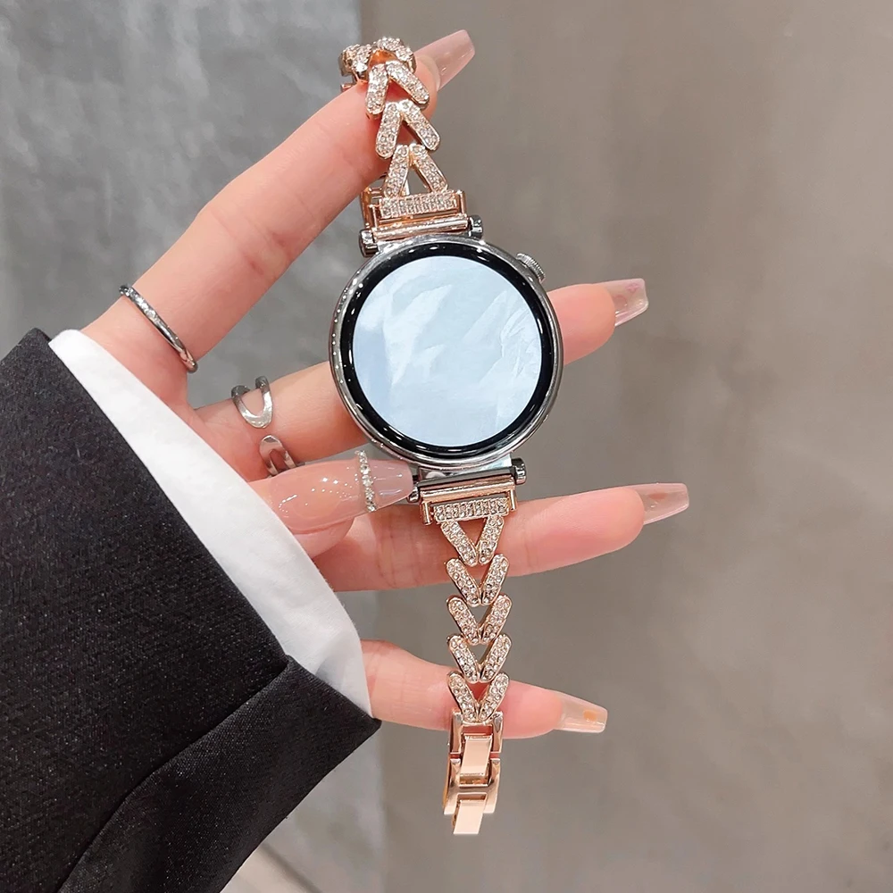 18 20mm 22mm cinturino di lusso in acciaio inossidabile per Huawei GT4/5 41mm cinturino da donna con diamanti per Samsung Galaxy 7 6 5 4 44mm 40mm braccialetto