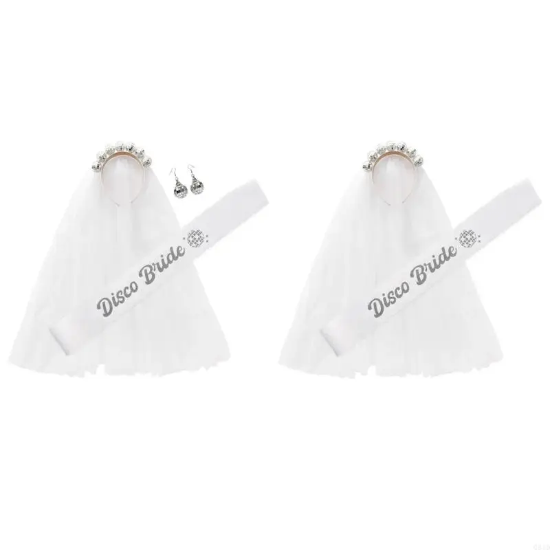 

Q81D Disco Ball Headband With Veil Bride To Be Sash And Veil Bridal Shower Bridal Veils Disco Bride Veil Bachelorette Party