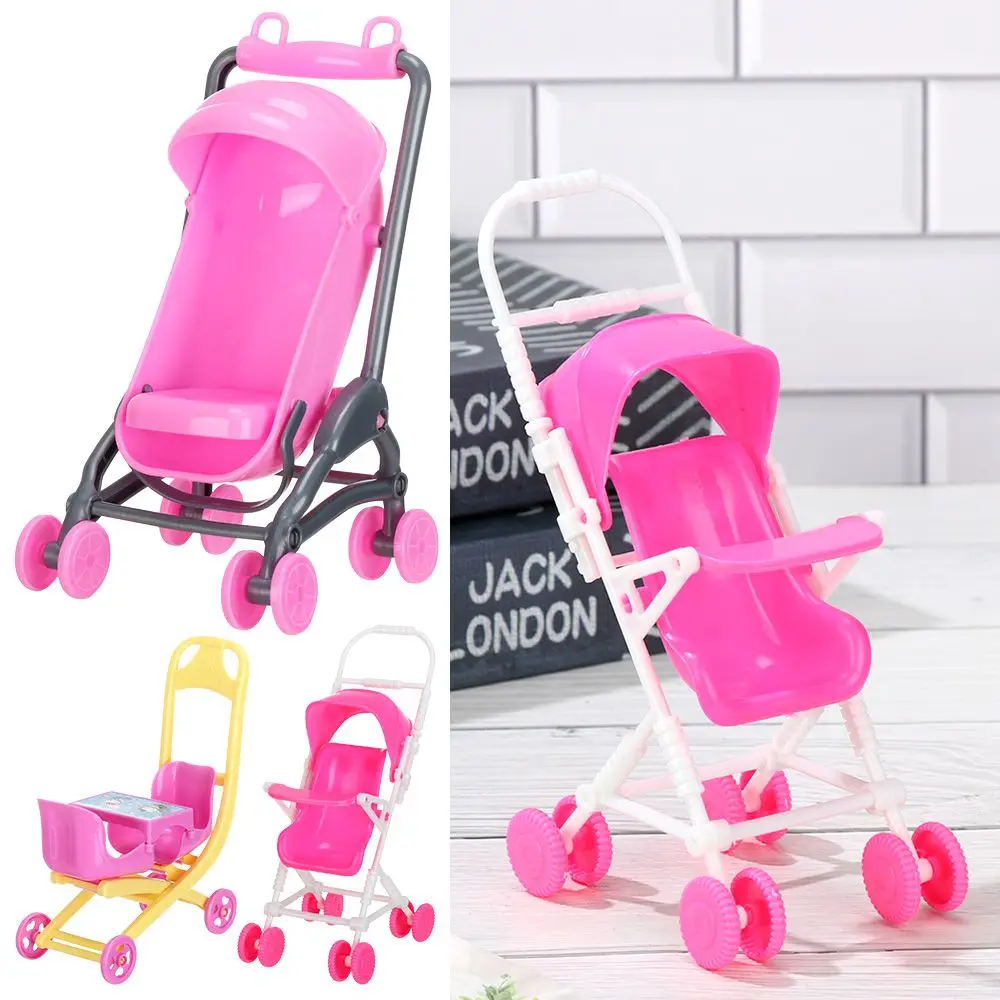 Toys Nursery Plastic Car Playing House Infant Carts Dollhouse Furniture Miniature Baby Stroller Dolls Accessories