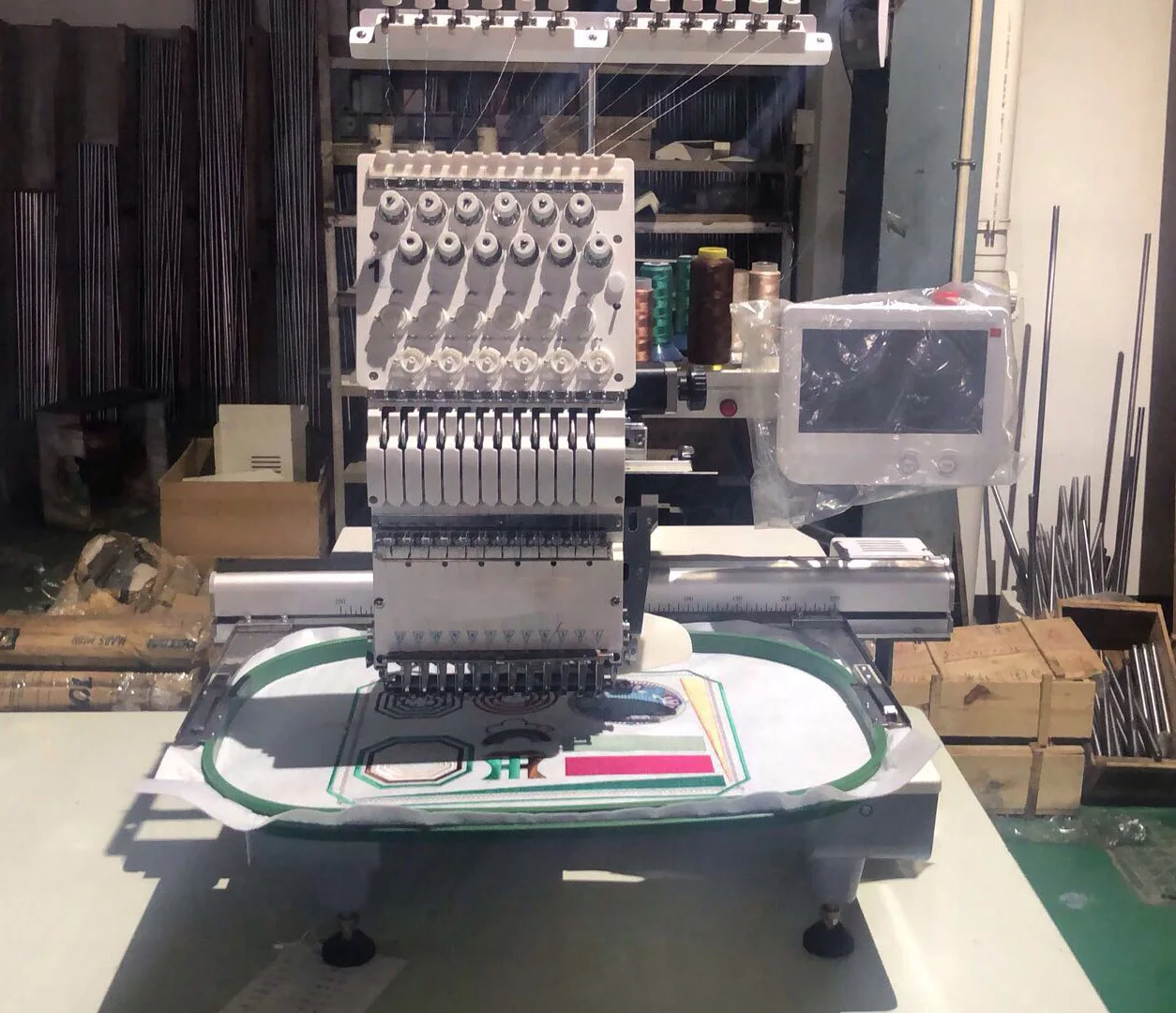 Hot Selling QK-1201 Single Head 12 Needles Dahao Computerized Embroidery Machine T-shirt Logo Label Embroidery Machine