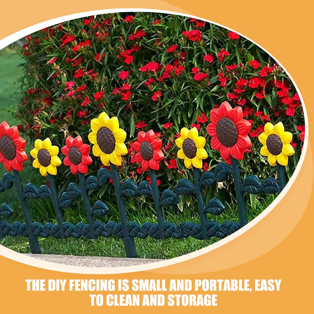 

Sunflower Fence Garden Border Decorative Yard Panel Outdoor Plastic Flowerbed Edging Reusable Easy Install DIY