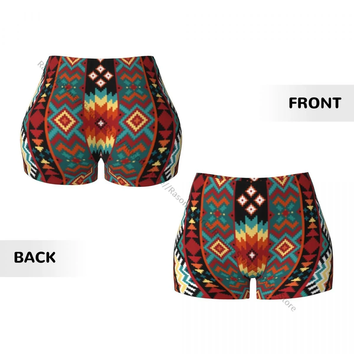 Push-Up Kurze Elastizität Scrunch Butt Geometrische Ethnische Navajo Ornament Laufshorts Sport Shorts Damen Kleidung Gym