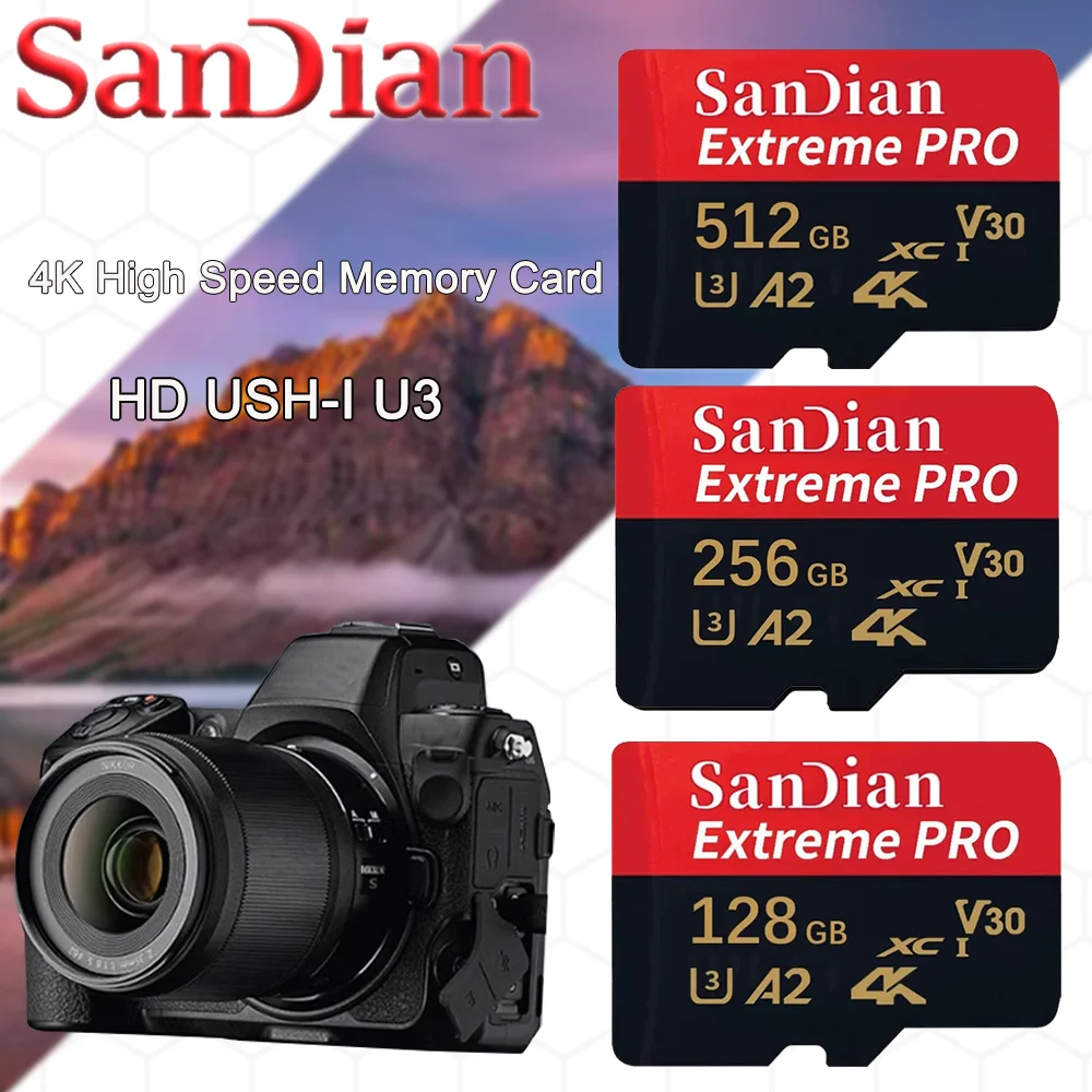 512GB Memory Card Micro TF SD 64GB 128GB 256GB SD Card  U3 V30 A2 High Speed For Smartphone Android Tablet Photo Storage