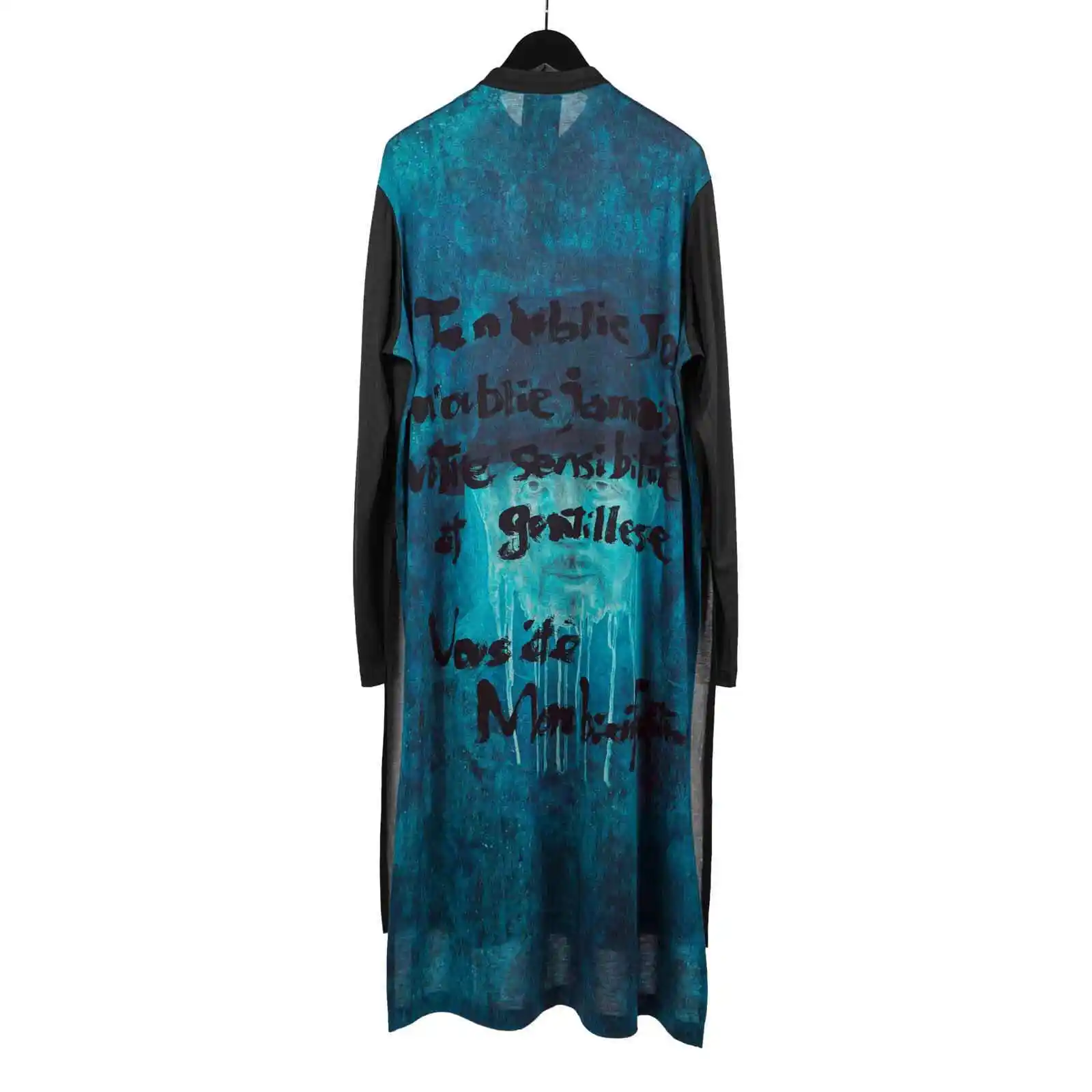 

Оригинальный дизайн TOP-YAMAMOTO, темно-нишевая черная длинная ветровка с принтом и солнцезащитный кардиган.