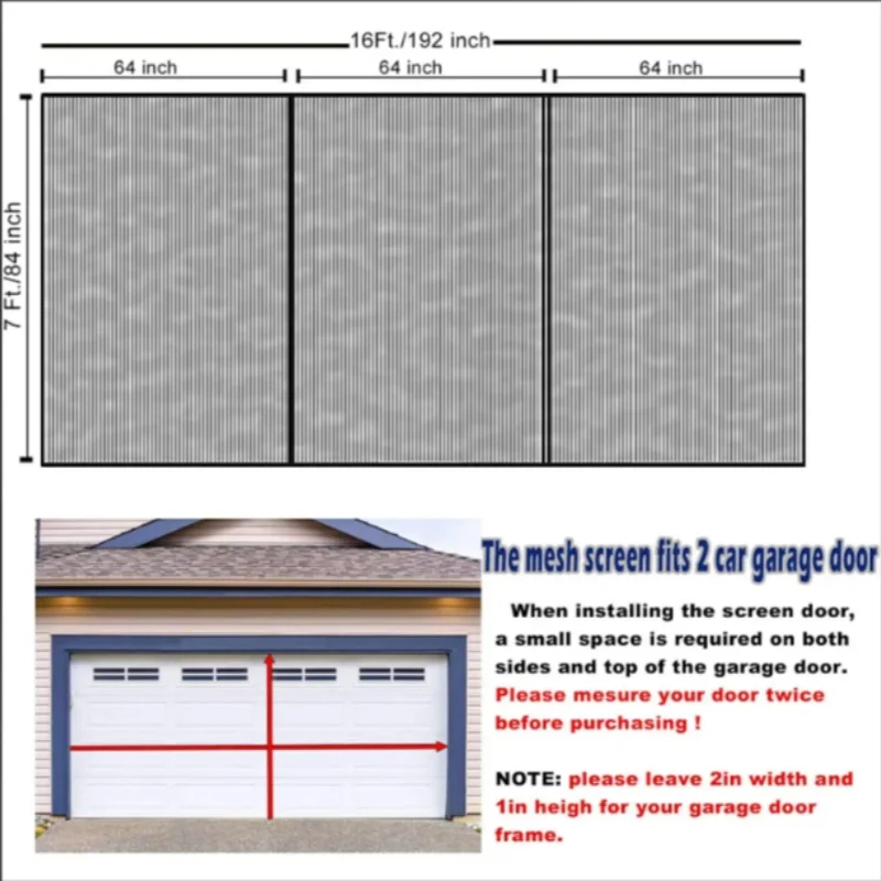 

Garage Door Mosquito Net - Durable Fiberglass Mesh, Self-Sealing Magnets & Thick Hem, Child & Pet Safe, Multi-Size Extra Large
