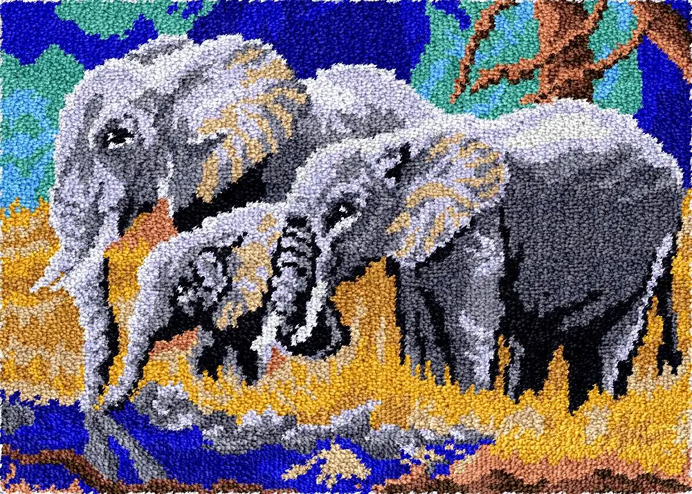 

Carpet with Pattern Printed Elephant Latch Hook Rugs Kits for Adults Crochet Yarn embroidery set plastic canvas Tapestry set