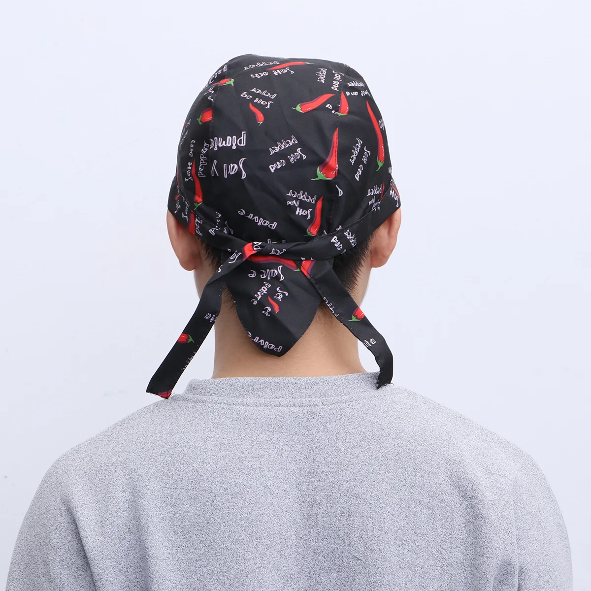 Fashion Chefs Hat Kitchen Catering Skull Ribbon Turban (Pepper Pattern)