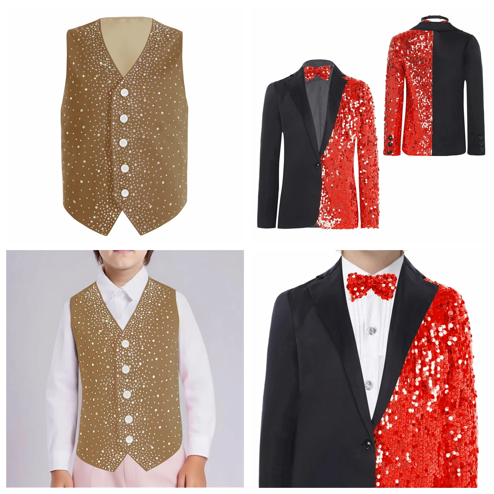 Gilet da smoking per ragazzo Bambini Abiti da uomo Gilet Bambini Scollo a V Gilet senza maniche Abito formale Uniformi scolastiche per feste di matrimonio