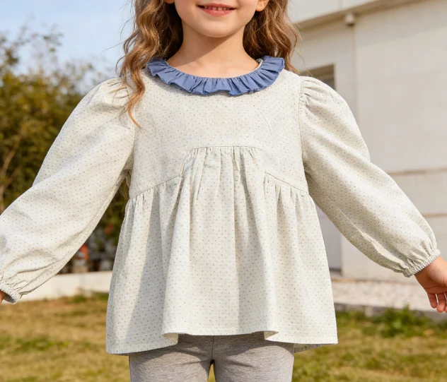 

Spring and Autumn New Baby and Children's Shirt Girls' Floral Doll Shirt Baby Long Sleeve Top