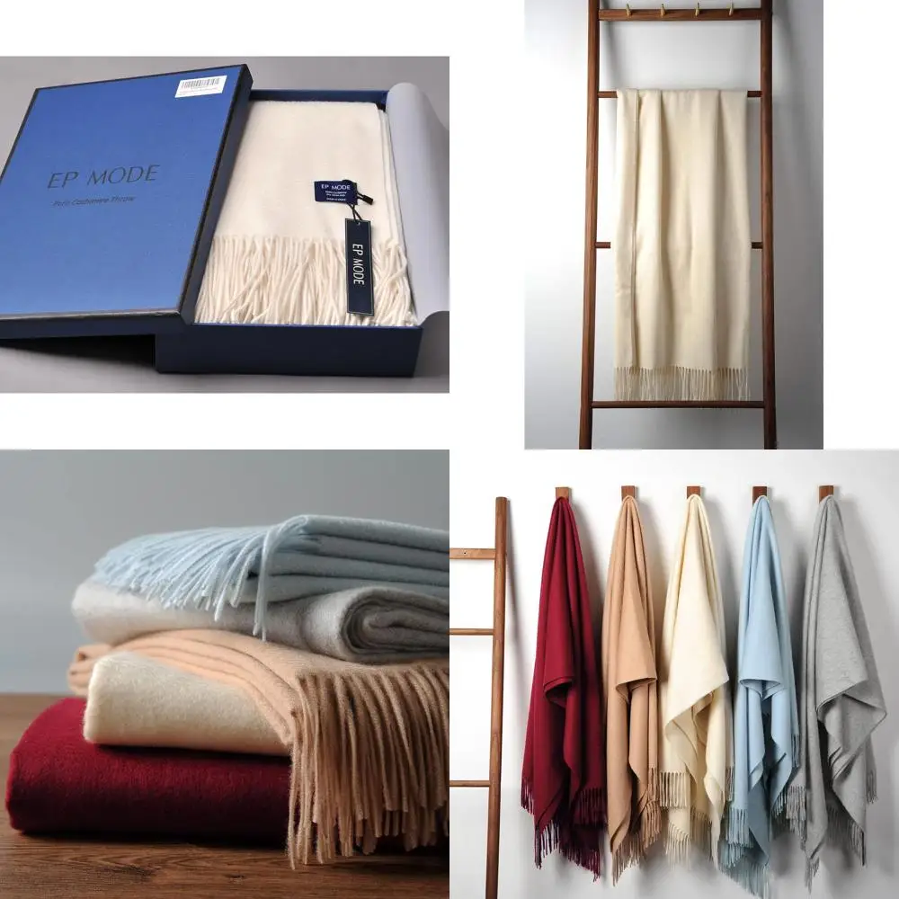 

Pure Cashmere Sofa Throw Blanket, Timeless Style, Gift Box Included (Whisper White)