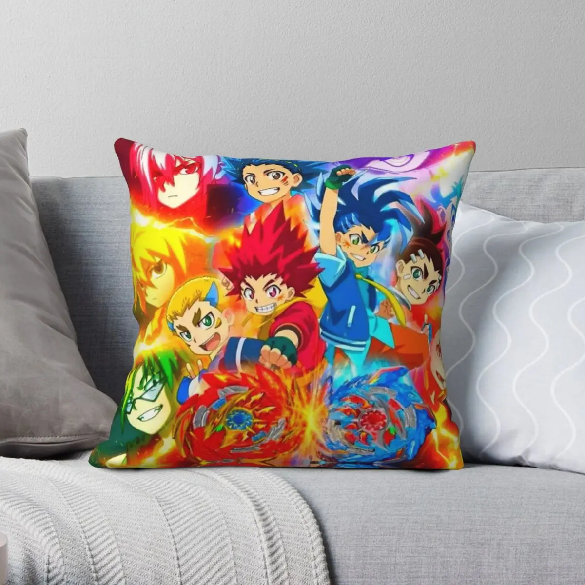 Beyblade Burst Pillowcase Polyester Linen Velvet Pattern Zip Decor Throw Pillow Case Home Cushion Case