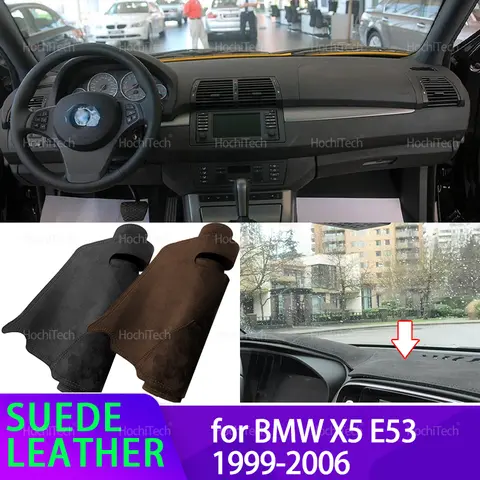 For BMW X5 E53 1999-2006 Car Dashmat Black/Brown Leather Dashboard Cover Suede Leather Dash Mat Pad Sunshade Accessories