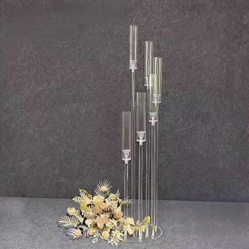 Acrylic Candelabra All Clear Candle Holders Spiral Wedding Candlesticks Table Centerpieces Flower Stand Holder Big Candelabrum