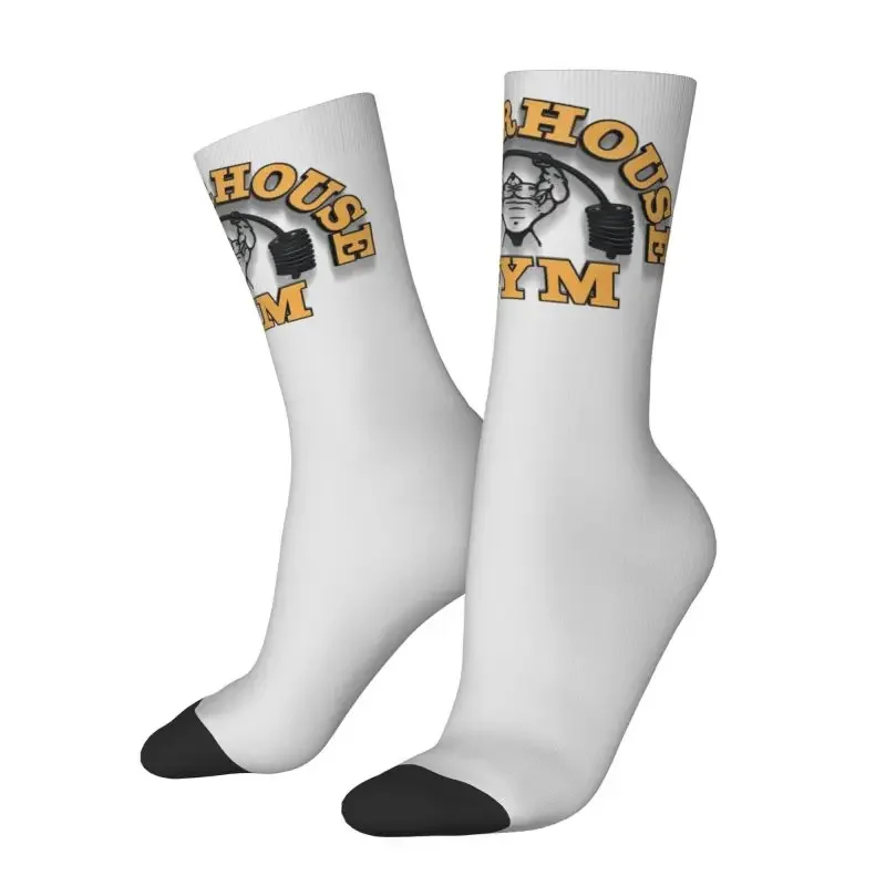 Novelty Printed Powerhouse Gym Socks for Men Women Male Stretch Summer Autumn Winter Bodybuilders Fitness Crew Socks