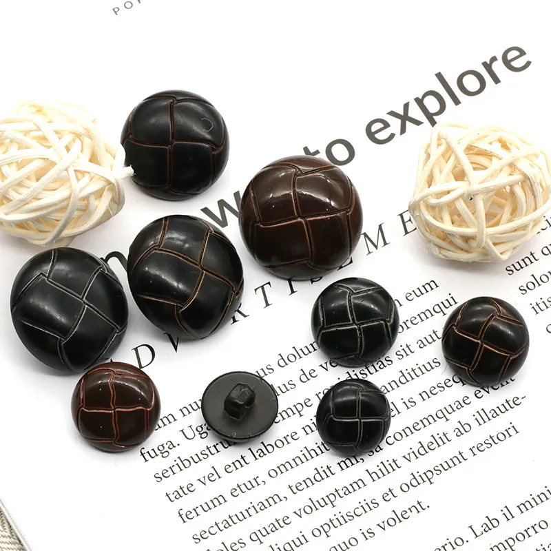 100 stücke Vintage Faux Leder Fußball Mantel Dome Nähen Auf Button Dark Braun Schwarz für Bekleidungs Zubehör 15mm 18mm 20mm – Detail 6