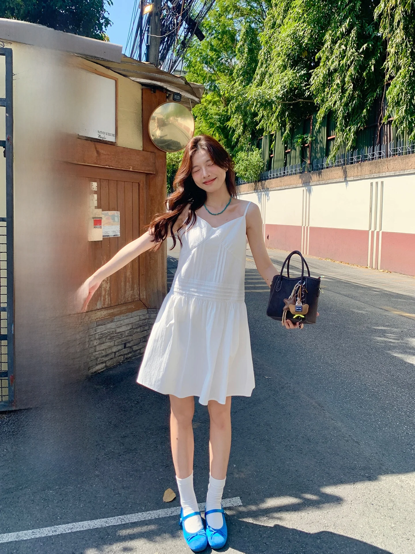 

Женское платье-сарафан Cheese Rabbit с V-образным вырезом, А-силуэт, хлопок, высокая талия, корейский стиль, весна-лето-осень, повседневное, милое, D...