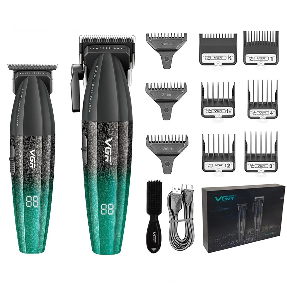 VGR Haartrimmer Professioneel Tondeuse Snoerloos Barbier 9000 RPM Oplaadbaar Haartrimmer Metaal Trimmer voor mannen V-640