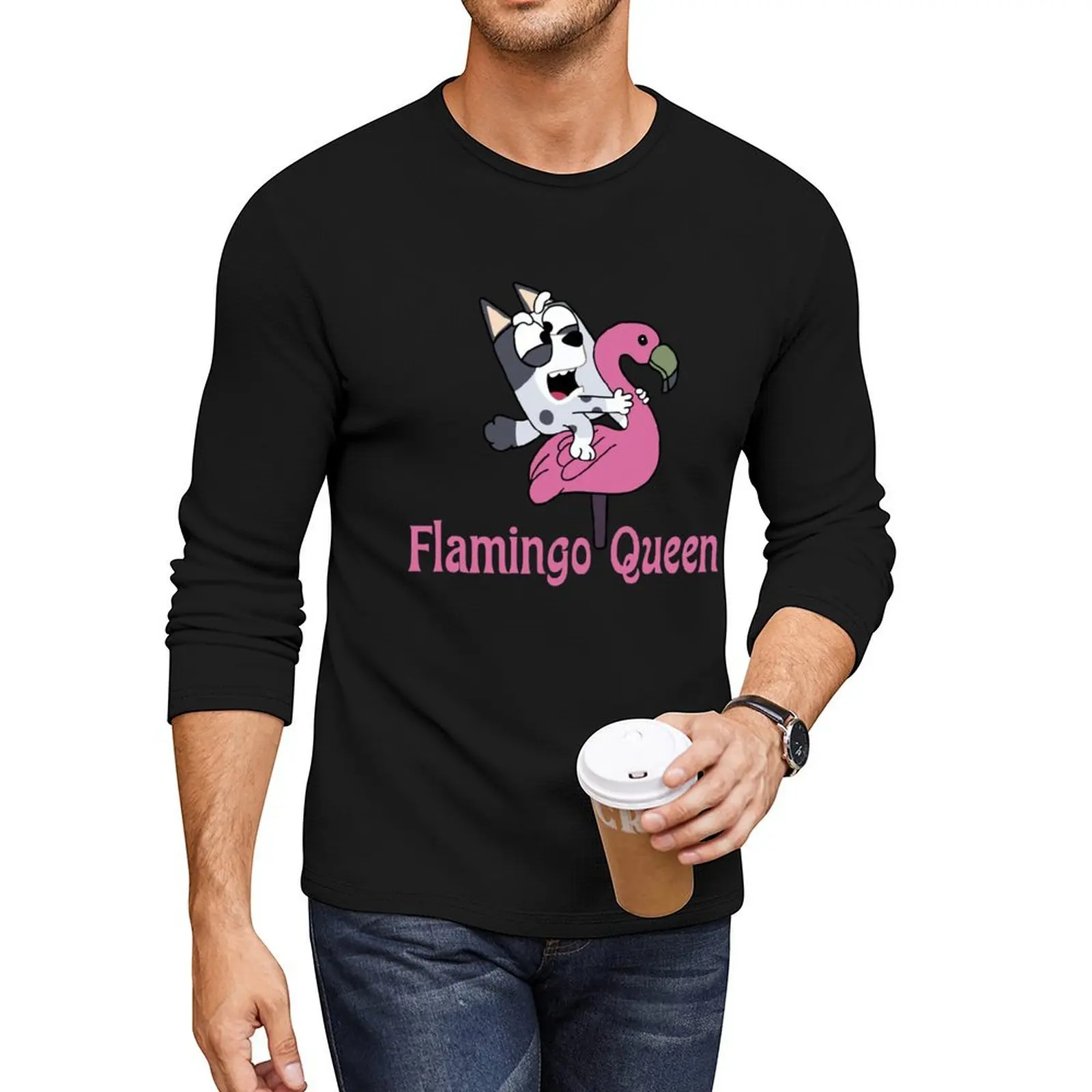 

flamingo queen Long T-Shirt boys white t shirts oversized t shirt custom t shirts Aesthetic clothing funny shirts for men