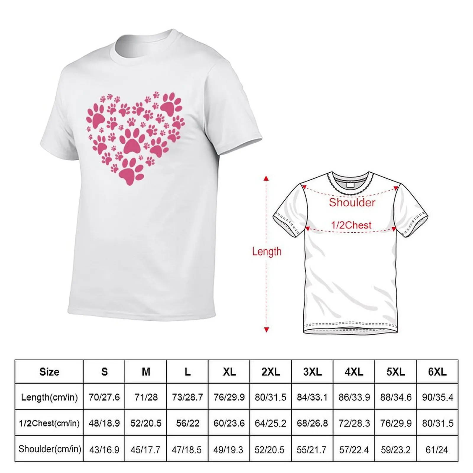 Paw Print Heart T-Shirt funny t shirts cotton t shirt for man 100 percent cotton T-Shirt