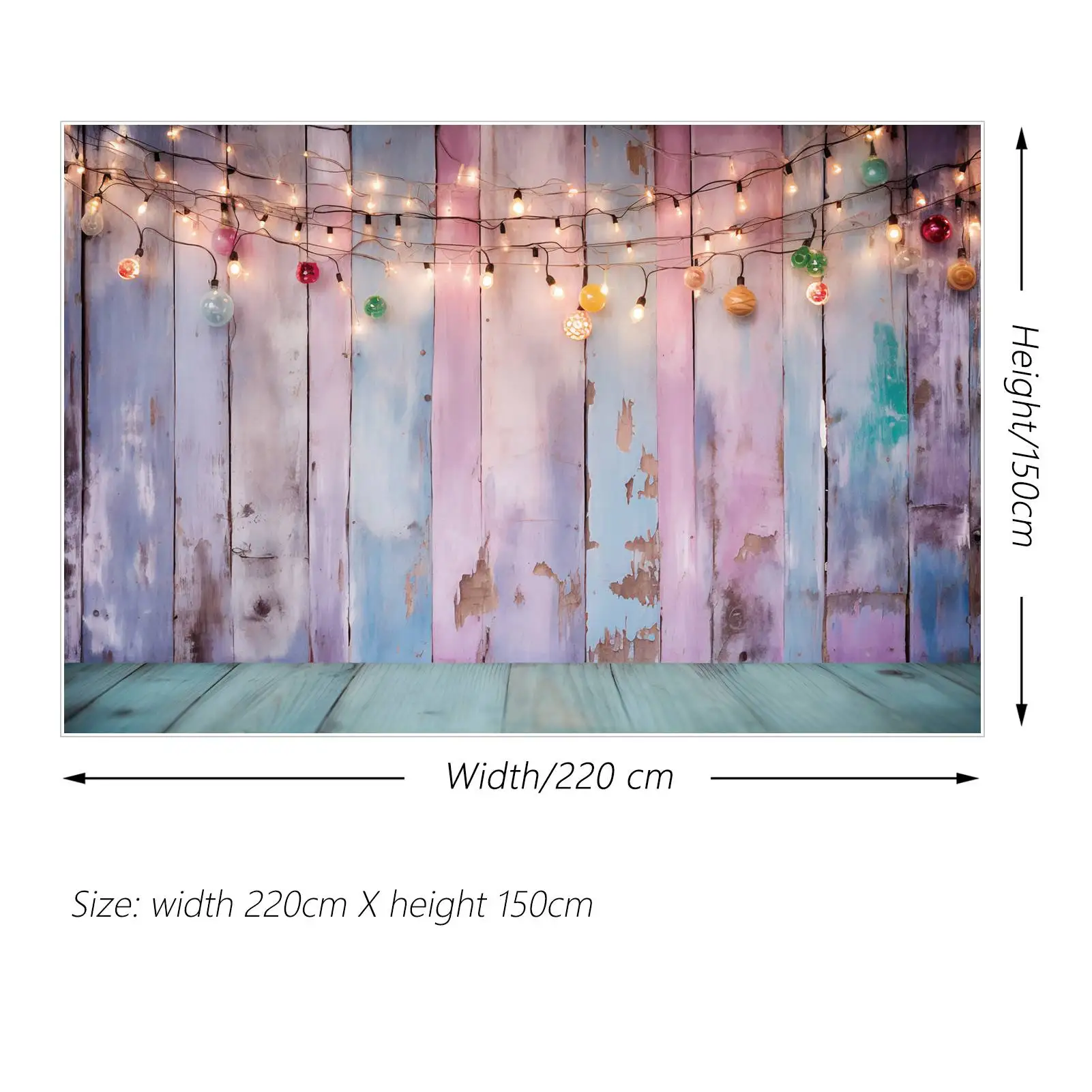 Maan. Qg Achtergrond Lampjes Roze Houten Bord Muur Blauwe Plank Vloer Fotografie Achtergrond Aangepaste Kinderfeest Fotocabine