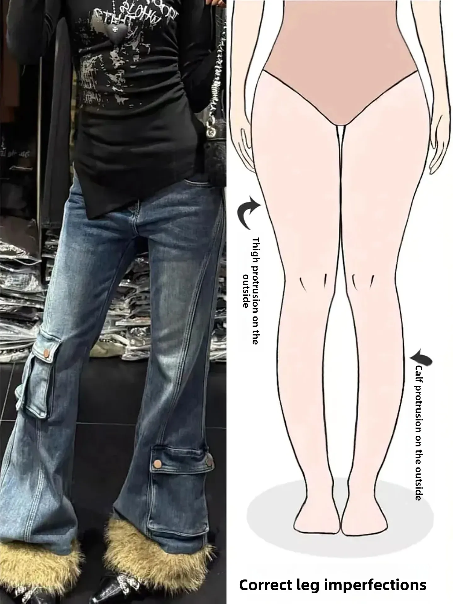 

Retro American Plaid Micro Flared Denim Jeans Women's Slim Fit Bell Bottom Long Trousers Trendy Pear Shaped Body Fit