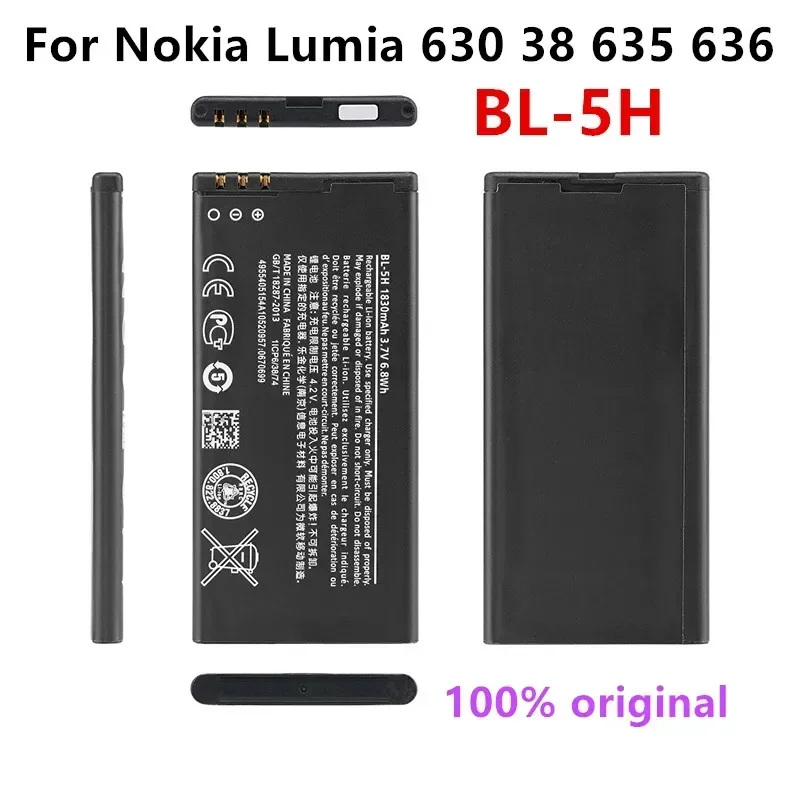 

Оригинальный телефон, 1830 мАч, Сменный аккумулятор для Nokia Lumia 630 38 635 636 Lumia630 BL-5H BL5H BL 5H, литий-полимерные аккумуляторы