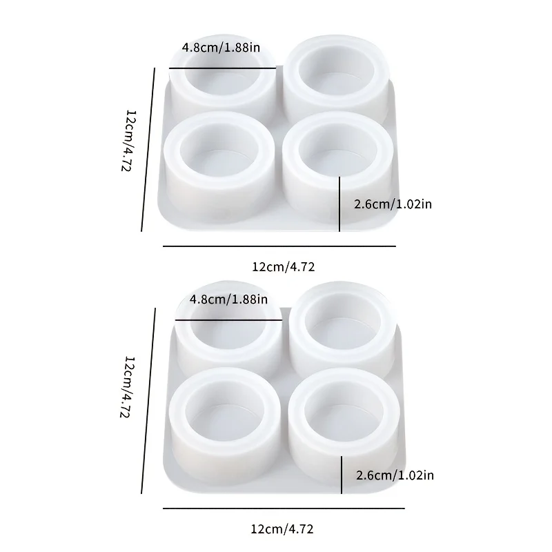 2pcs Set Four-Grid Christmas Embossed Candlestick Silicone Clay Mold - Snowman, Reindeer, Christmas Tree Design, Silicone Molds