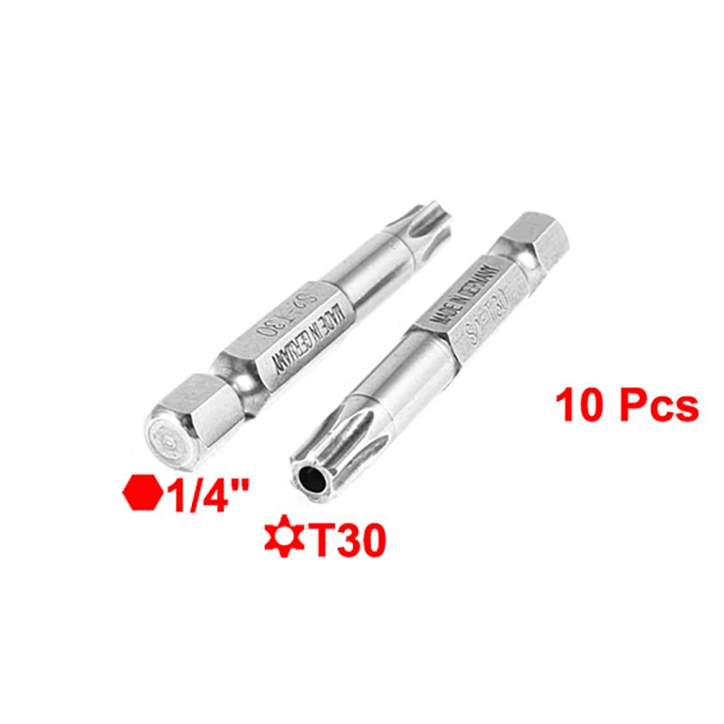 10pcs 50mm Long Magnetic Torx Screwdriver Bits 1/4" Hex Shank  T8 T10 T20 T30 PH1 PH2 Phillips Screwdriver Nutdrivers Drill Bits