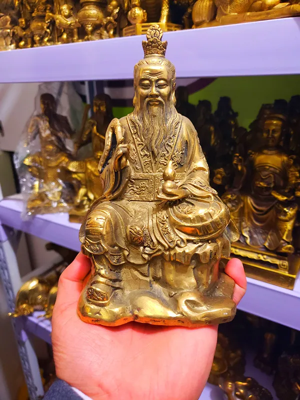 Bronze statue of Supreme Lord Lao Jun, brass, Buddha statue of moral heaven, Taoist supplies, Taoist statues, handicrafts