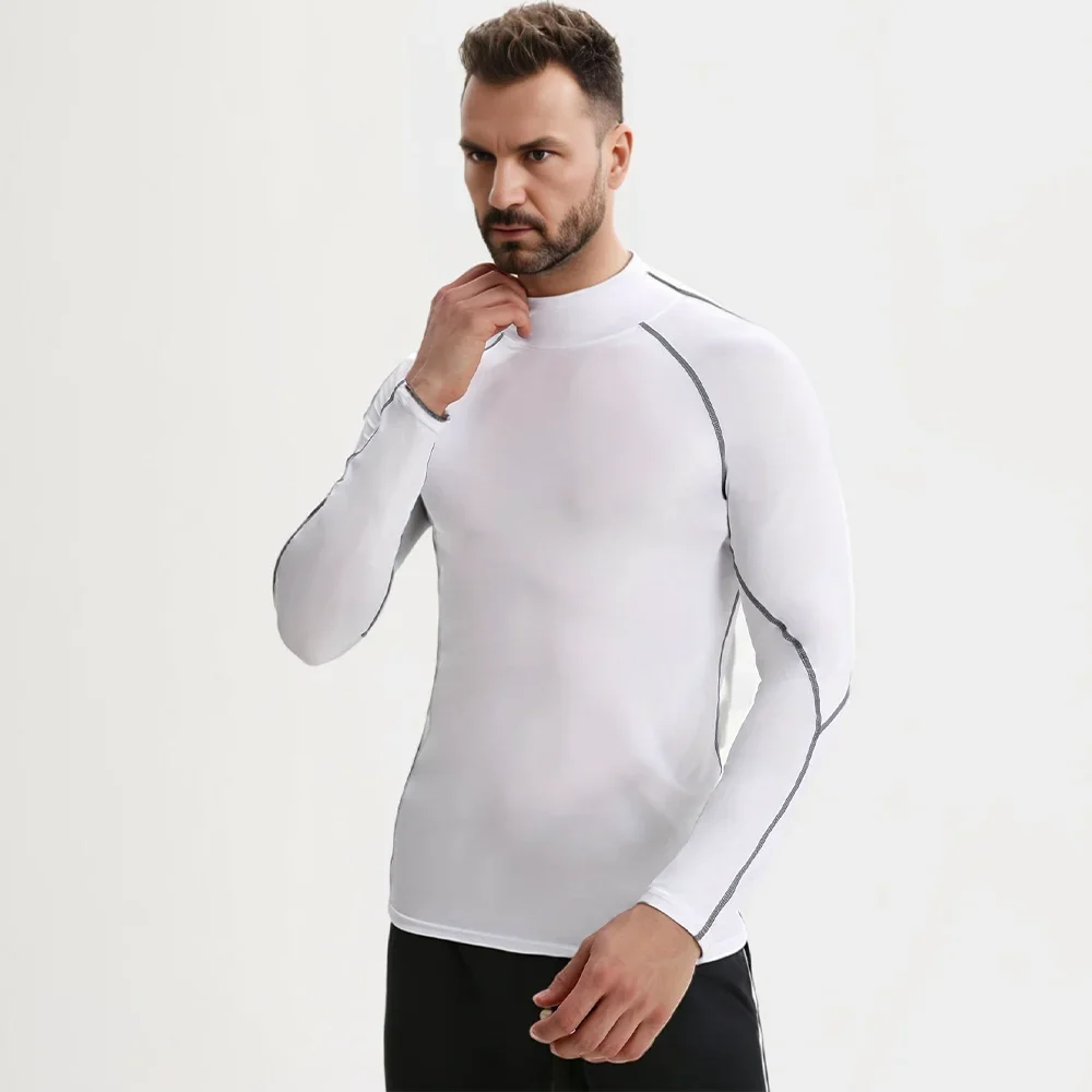 Men\'s Long Sleeved Undershirt Quick Dry Compression Shirt Elastic Gym Training T-shirt Male Running Fitness Wear