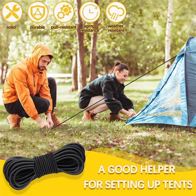 Rubber Cord For Trailer Tarpaulin, Expander Rope For Trailers, Weatherproof Rubber Cord For Versatile Use, 6 Mm X 10 M
