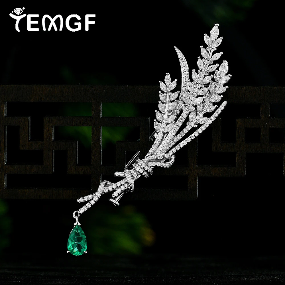 

Женские броши из стерлингового серебра TEMGF, 5*8 мм, грушевидная огранка, драгоценный камень, изумруд/рубин/сапфир, подвеска, роскошная брошь из пшеницы с цирконом, ювелирные изделия
