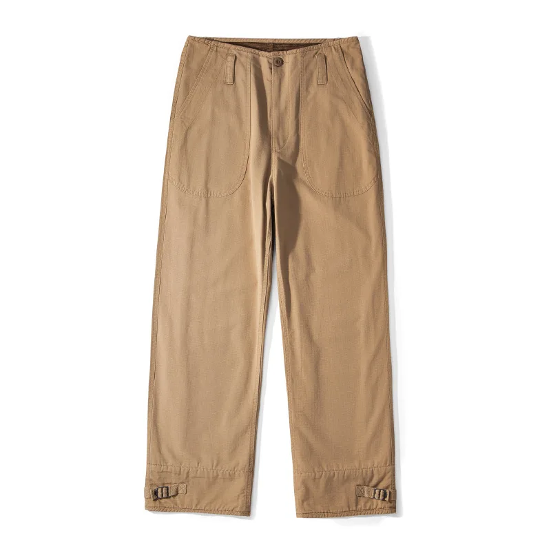 Men Ripstop A-2 Deck Pants Fleece Lined Thick Loose Elastic Waist Motorcycle Riding Winter Warm Casual Trousers