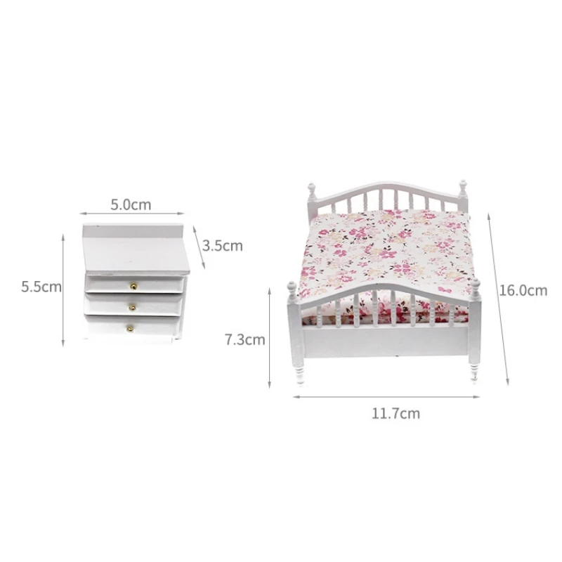 Meubles miniatures pour maison de poupée 1:12, ensemble de chambre à coucher, scène de bricolage, décoration de jeu, modèle réaliste, décor pour fille, jouet cadeau