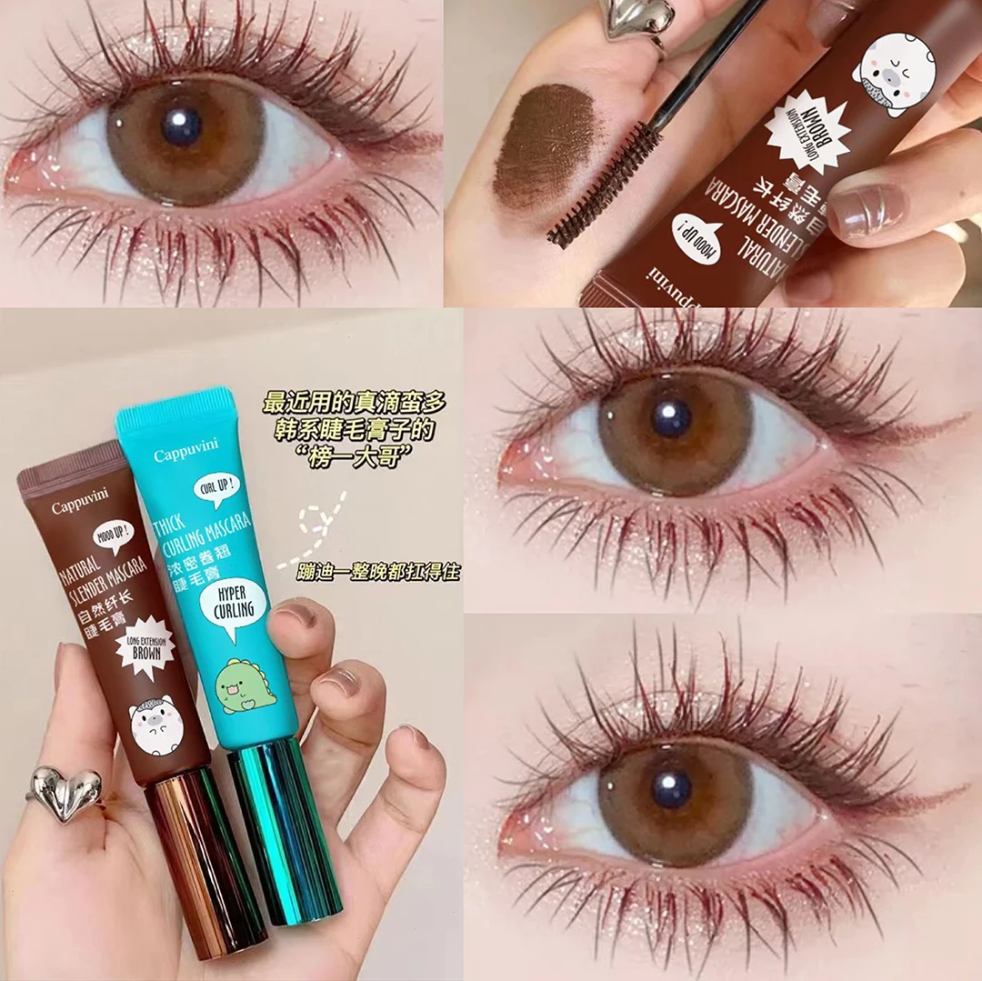 New Curling Waterproof Fiber Mascara Black Brown Eyelash Cosmetics Quick Dry Long-wearing Lengthening Eyelashes Extension Makeup