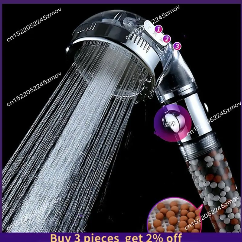 COME 2PCS Shower Head With Beads Filter Pressure Boosting Shower Head Spray White Plastic With 3 Modes Water Saving Bathing For
