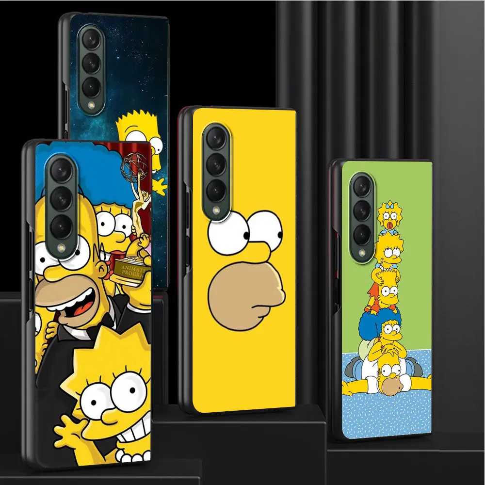 Case For Samsung Galaxy Z Fold 3 4 5 5G Funda Capa Hard PC Mobile Phone Housing Z Fold3 Fold4 Luxury Coque Cartoon The Simpson