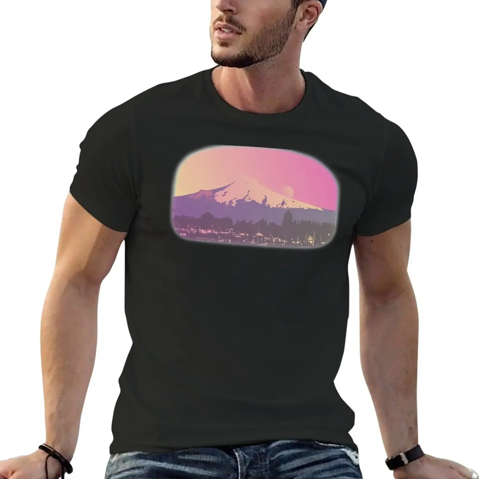 

Mt Hood Moon T-Shirt oversizeds vintage graphic tee men graphic t shirts