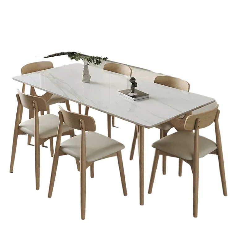 

Small apartment household ash wood log modern simple style dining table