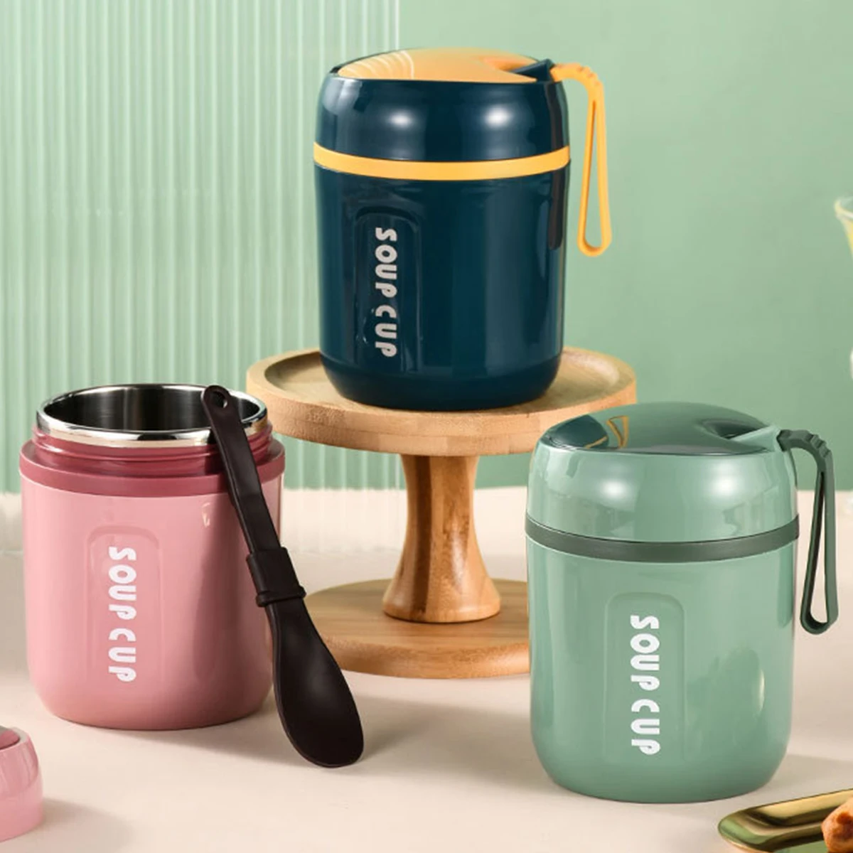 

Portable Thermos Containers 480ml Food Thermal Jar Insulated Soup Cup Stainless Steel Lunch Box Thermo Keep Hot for Students